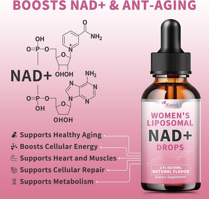Wanish Liposomal NAD Liquid Supplement – 500 mg NAD Nicotinamide for Energy and Cell Regeneration, Vegan, Sugar-free, 60 ml