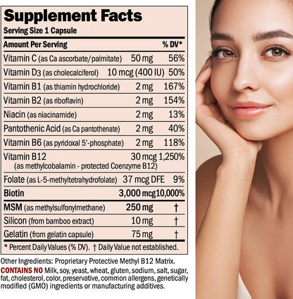 ANDREW LESSMAN Healthy Hair, Skin and Nails 360 Capsules - 3000 mcg High Bioactivity Biotin, B-Complex