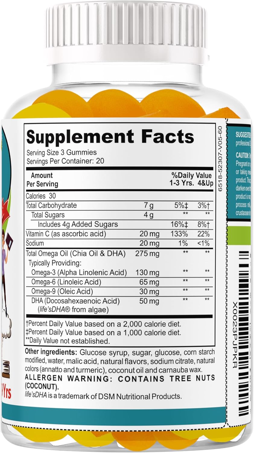 Ez-Focus Gummies for Kids, Teens & Youth – Brain Focus & Memory Support with DHA & Omega-3 (60 Count) - görsel 3