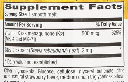 Country Life Vegan K2 Melts 500 mcg, 60 Count