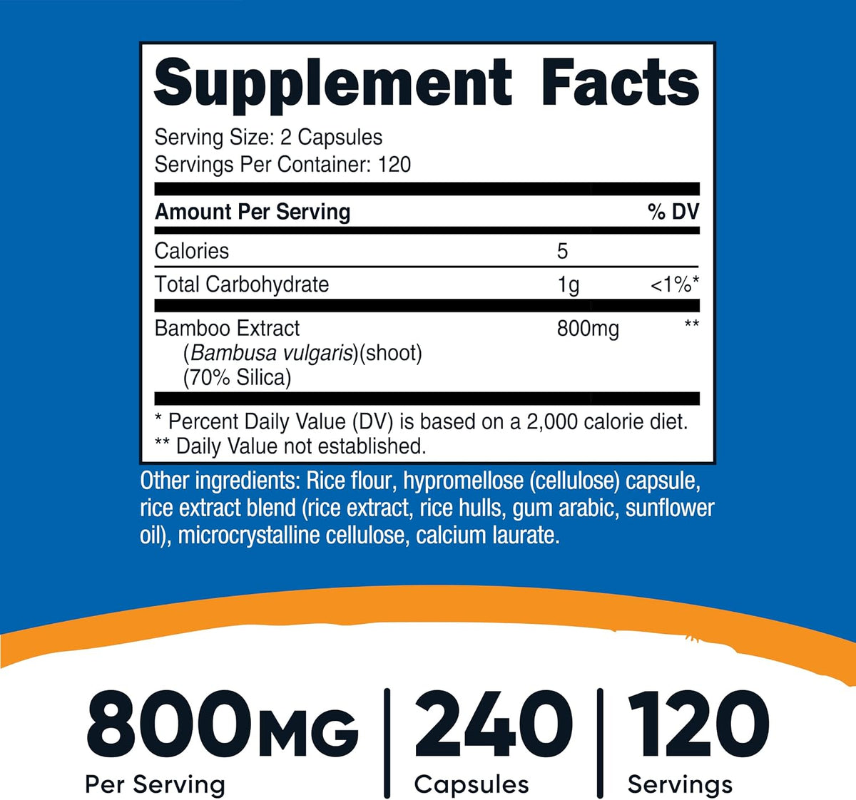 Nutricost Bamboo Extract, 400 mg, 240 Capsules – Vegan, Gluten-free, Non-GMO - görsel 2