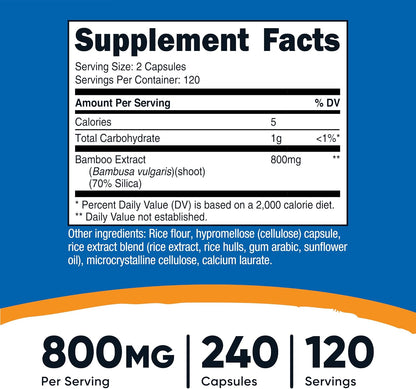 Nutricost Bamboo Extract, 400 mg, 240 Capsules – Vegan, Gluten-free, Non-GMO