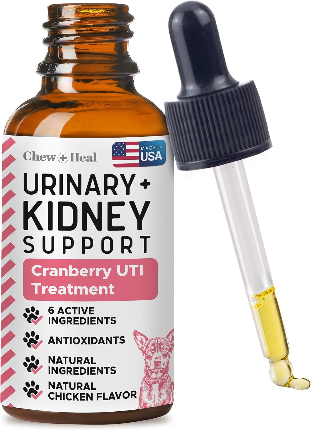 Urinary and Kidney Support for Dogs with - 60 ml of Kidney and Cranberry Supplement - Dogs UTI Treatment for Urinary Tract Health and Immune Function - Made in the USA - görsel 1