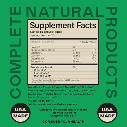 Good Greens Superfood Powder - The Healthy Greens Blend - 9oz (255g) 30 Servings