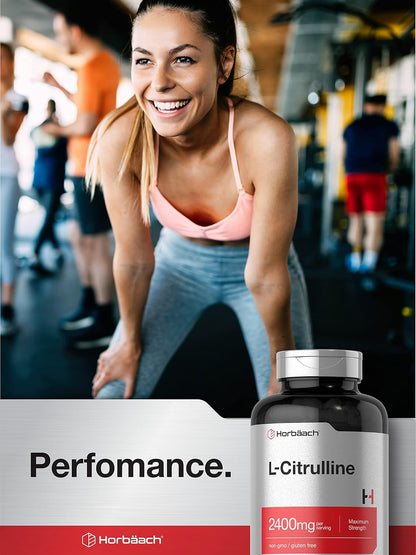 Horbaach L-Citrulline 2400mg – 180 Capsules – Maximum Strength Free Form Amino Acid Supplement
