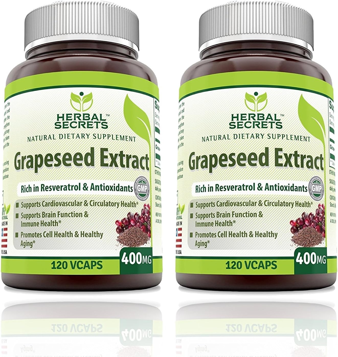 Herbal Secrets Grapeseed Extract 400 mg – 120 Veggie Capsules (Pack of 2) - görsel 1