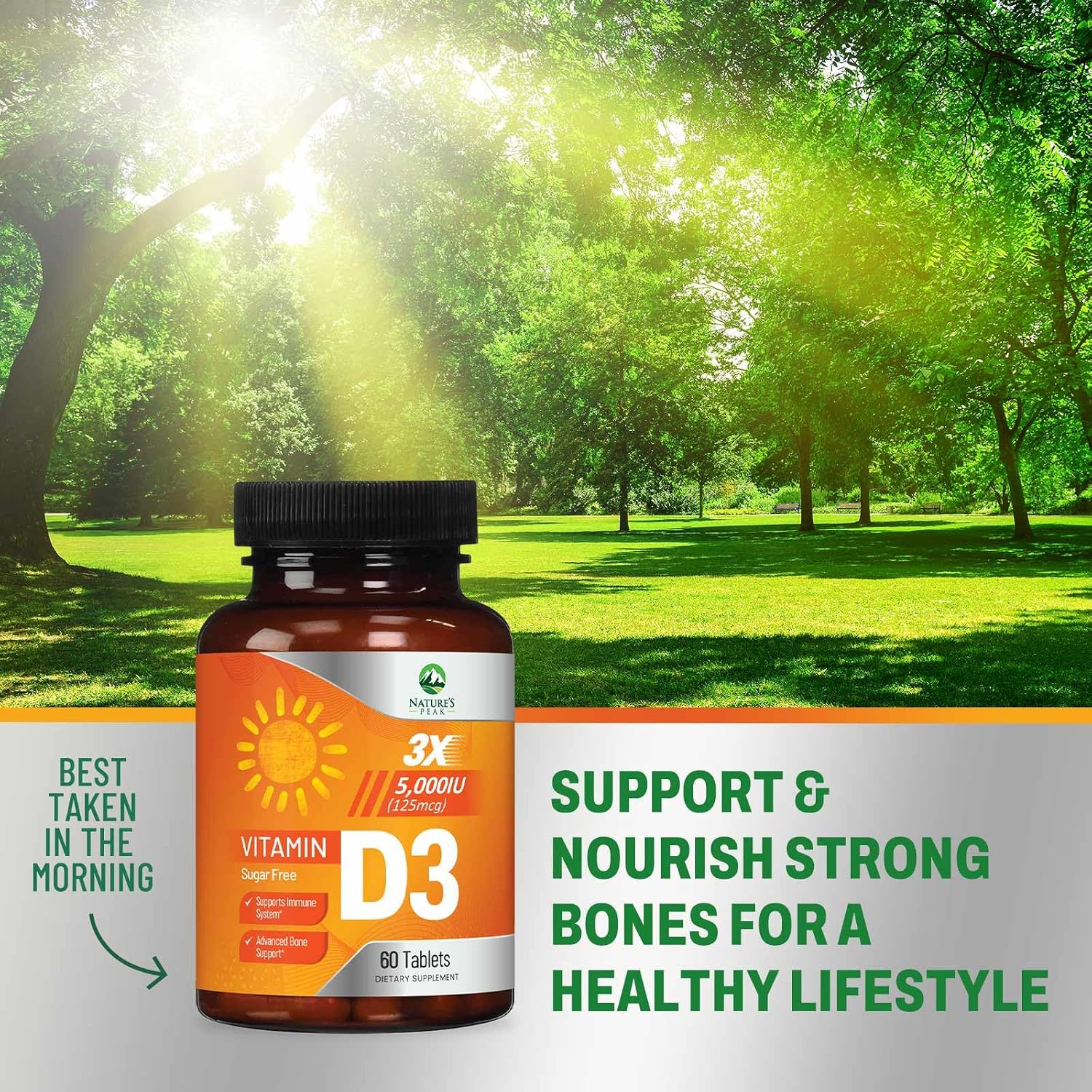 Nature's Peak Vitamin D3 5000 IU (125 mcg) Chewable Tablets – Raspberry Flavour, 120 Tablets - görsel 5