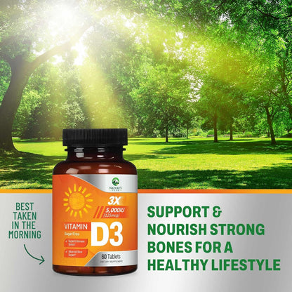 Nature's Peak Vitamin D3 5000 IU (125 mcg) Chewable Tablets – Raspberry Flavour, 120 Tablets