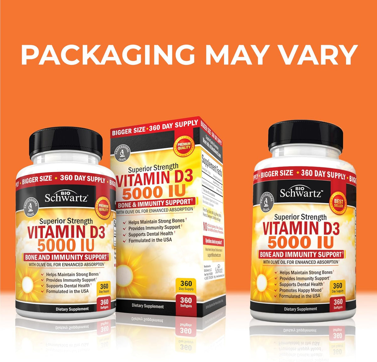 Vitamin D3 5000 IU (125 mcg) with Olive Oil – 360 Softgels - görsel 2