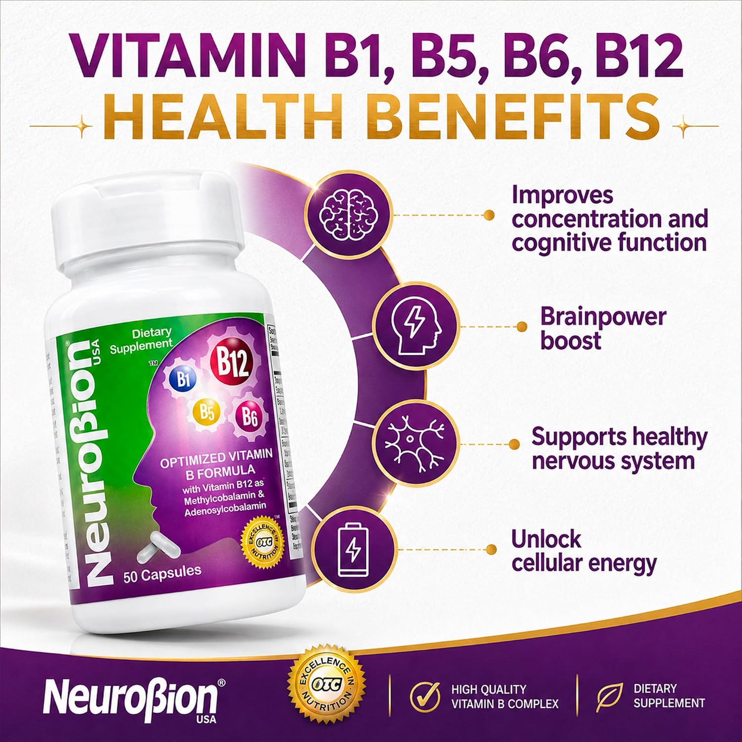 Neurobion Optimised Classic Formula B12 Methylcobalamin Food Supplement – 50 Capsules - görsel 3