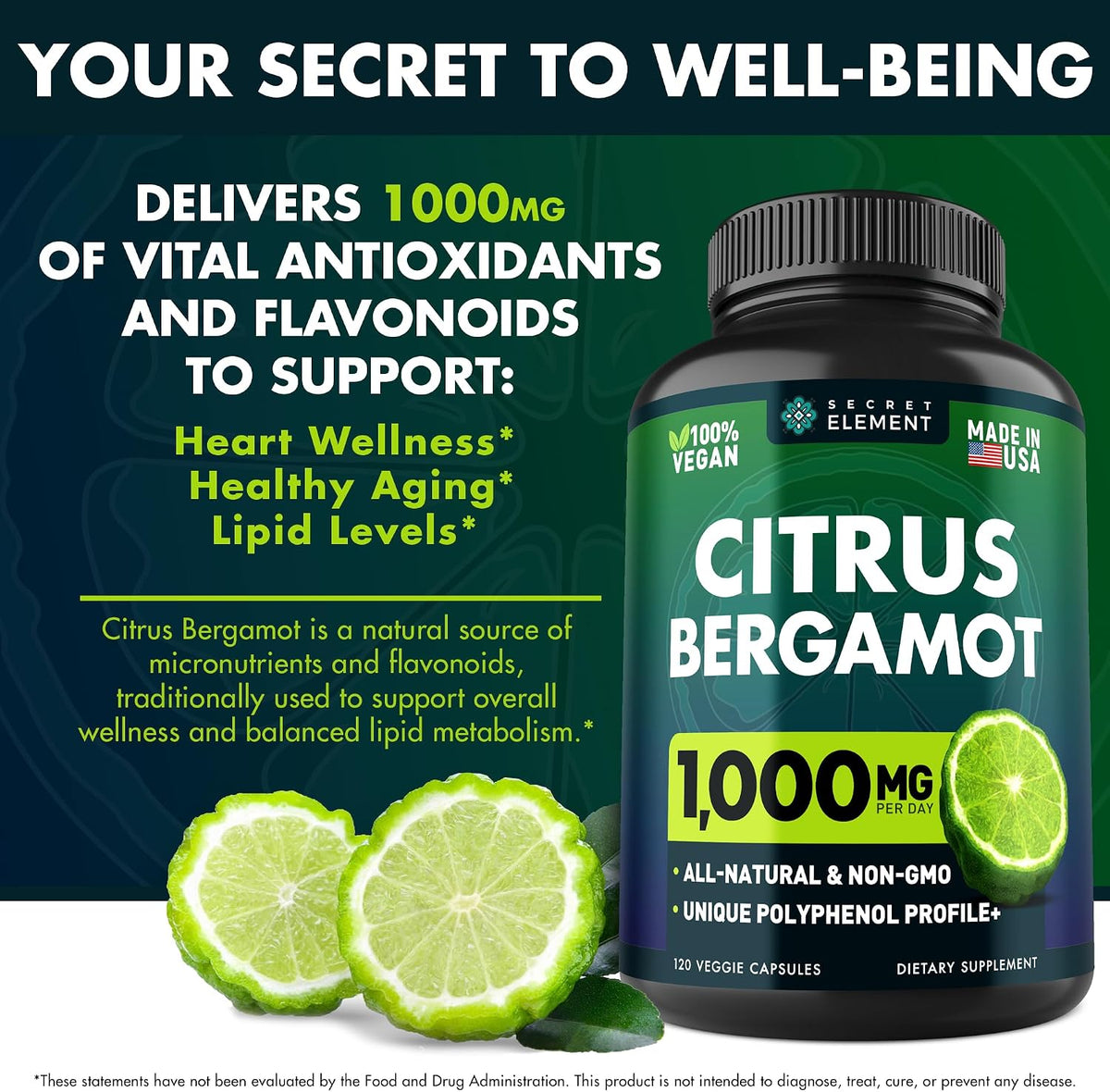 Citrus Bergamot Extract 1000mg – Polyphenol-Rich Vegan Capsules for Daily Wellness (3-Pack) - görsel 2