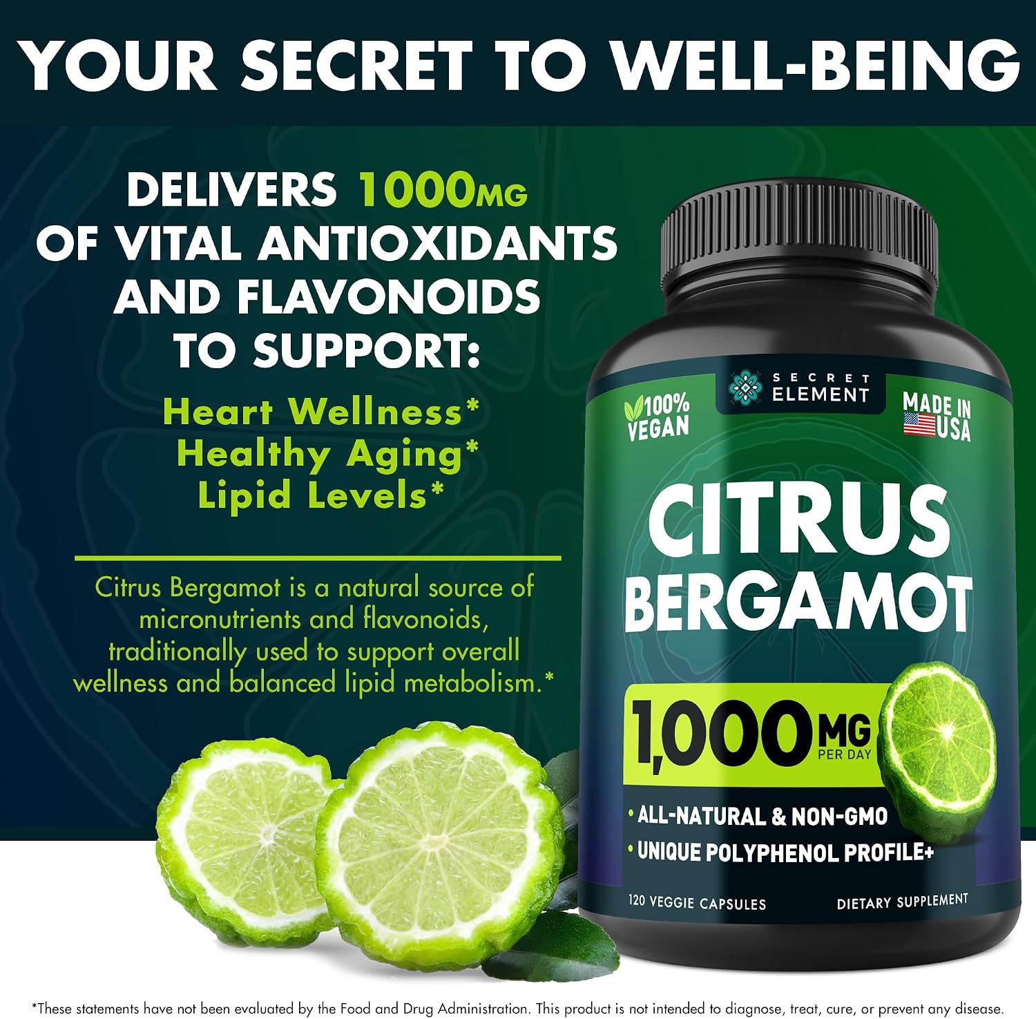 Citrus Bergamot Extract 1000mg – Polyphenol-Rich Vegan Capsules for Daily Wellness (3-Pack) - görsel 2