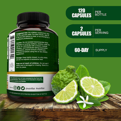 NutriFlair Organic Citrus Bergamot 1400mg - 25:1 Extract - Heart Health Supplement, 120 Vegan Capsules – Image 3