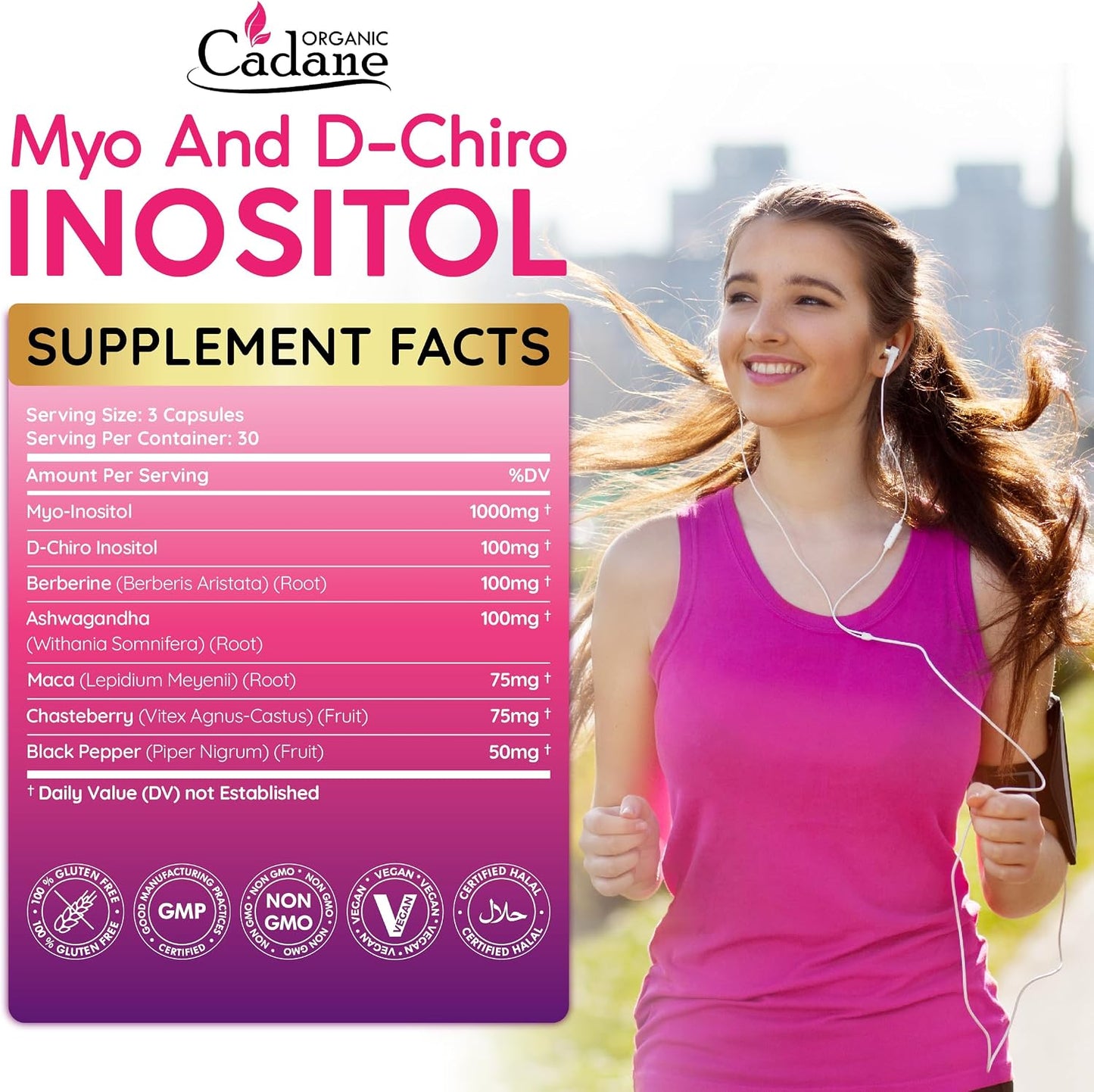 Myo & D-Chiro Inositol Food Supplement – Women's Balance Formula with Ashwagandha, Maca, Chasteberry, Berberine and Black Pepper – 90 Capsules - görsel 2