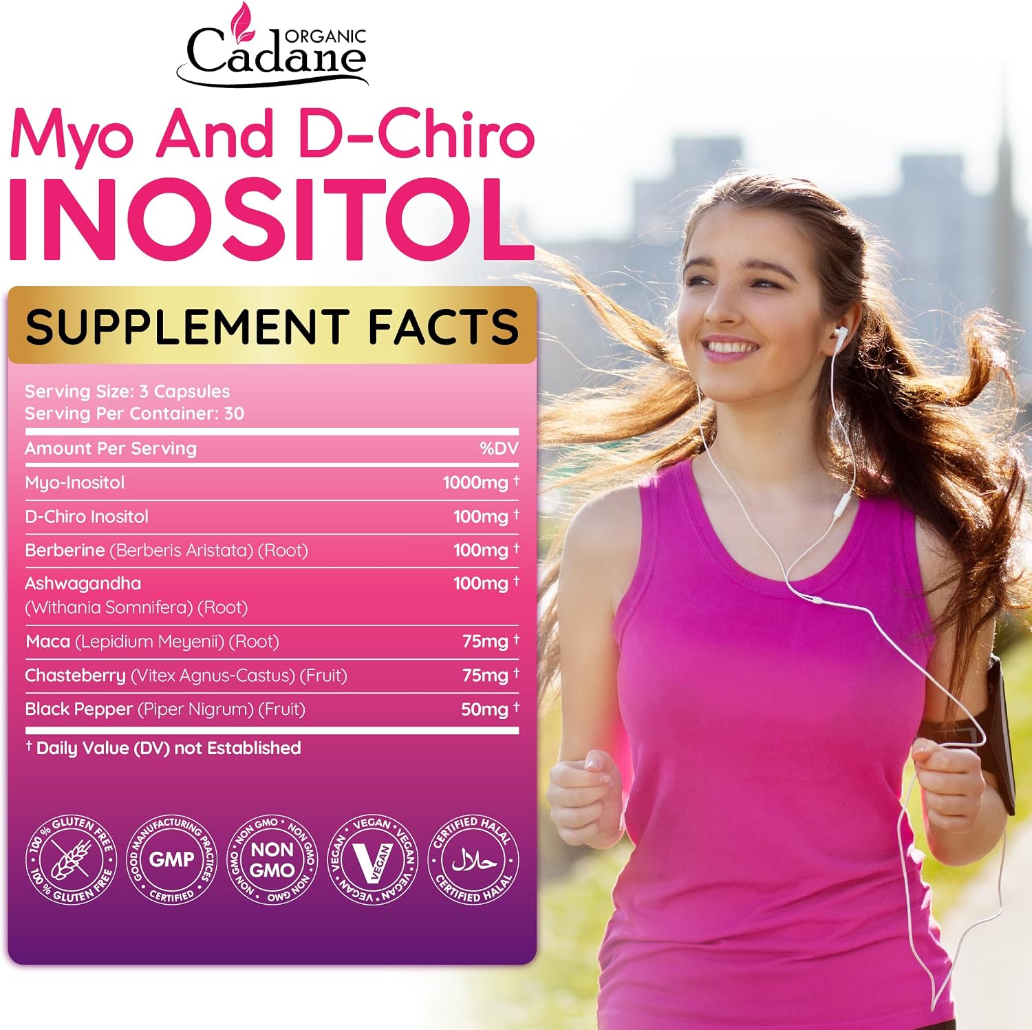 Myo & D-Chiro Inositol Food Supplement – Women's Balance Formula with Ashwagandha, Maca, Chasteberry, Berberine and Black Pepper – 90 Capsules - görsel 2