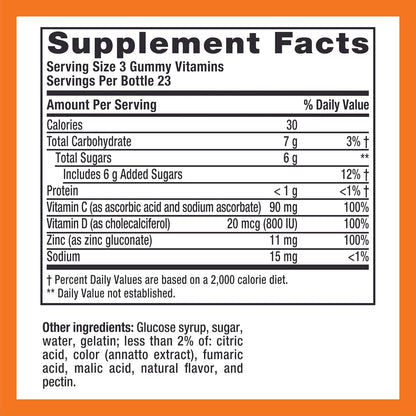 Zicam Daily Immune Support Gummy Food Supplement, Citrus Strawberry, 70 Gummies