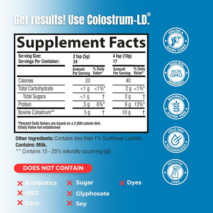 Sovereign Laboratories Colostrum-LD Powder | Unflavoured | Liposomal Delivery | 6 oz (34 Servings)