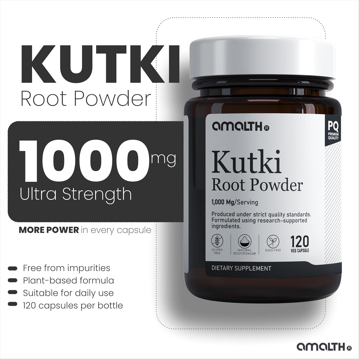 AMALTH Kutki Capsules 1000 mg - Picrorhiza Kurroa Root Extract Supplement, 120 Veg Capsules - görsel 6