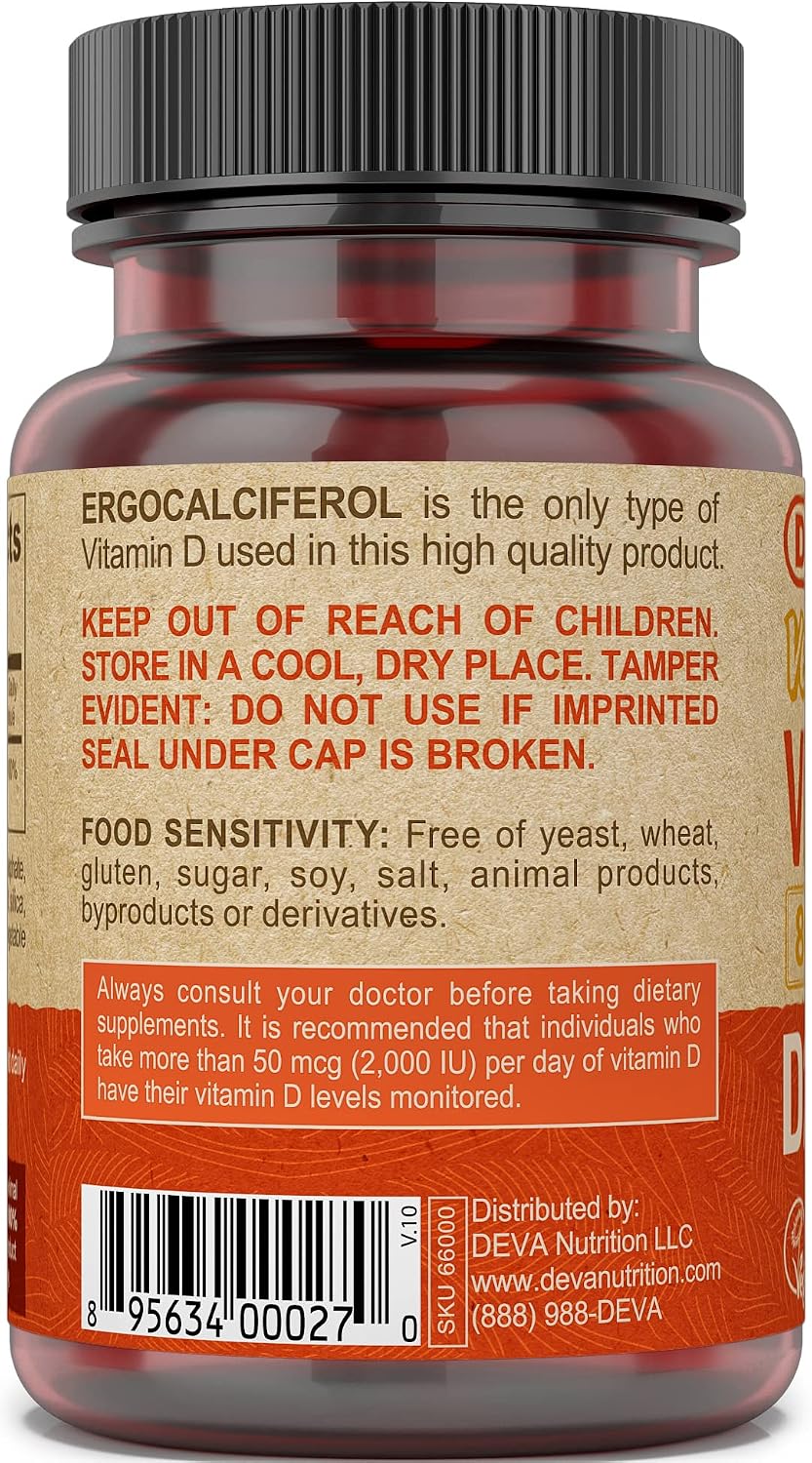 Deva Vegan Vitamin D2 800 IU, Ergocalciferol Food Supplement, Fast Dissolve, 90 Tablets - görsel 4