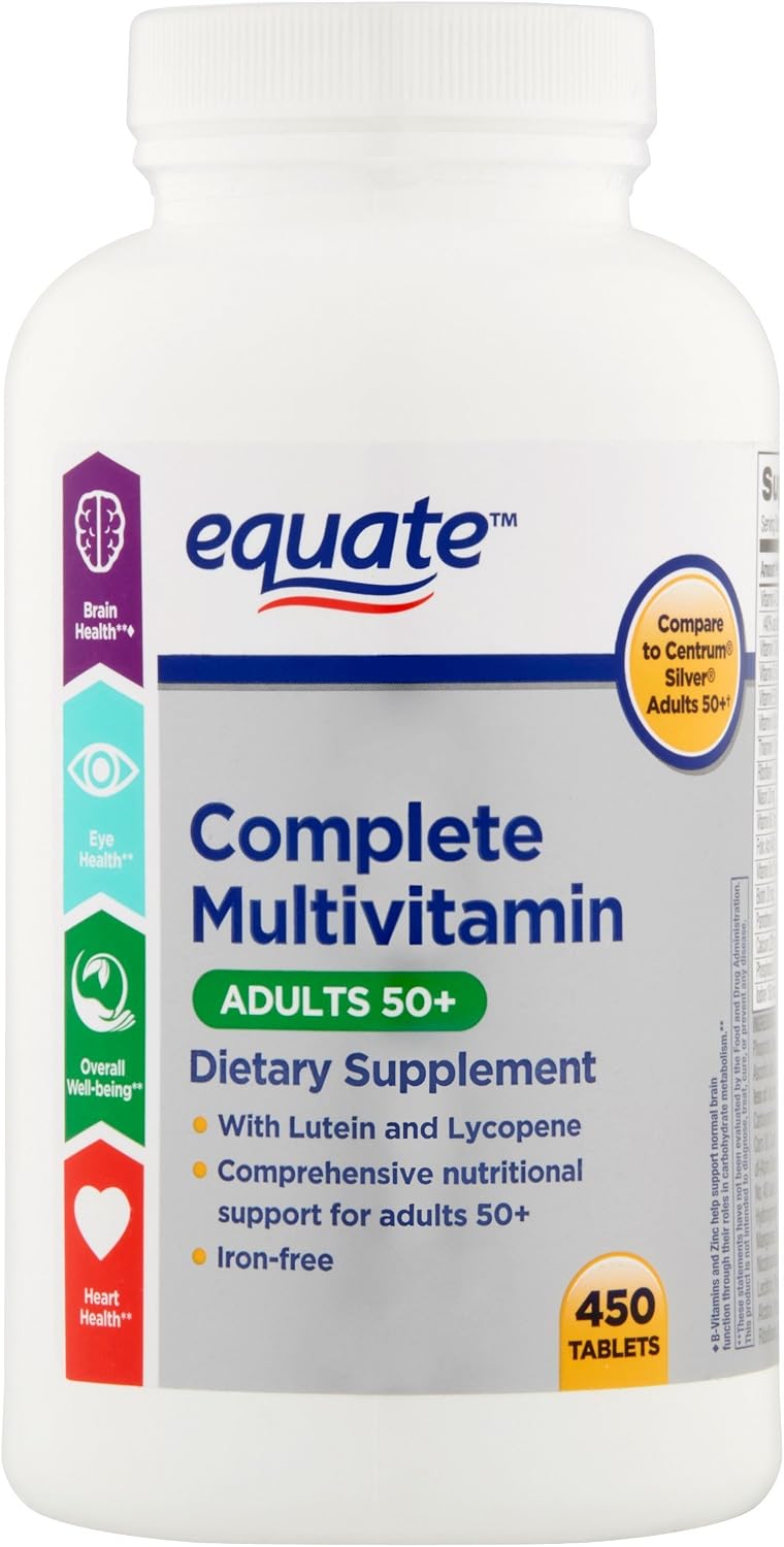 Equate Over 50s Complete Multivitamin/Multimineral Supplement Tablets, 450 Tablets - görsel 1