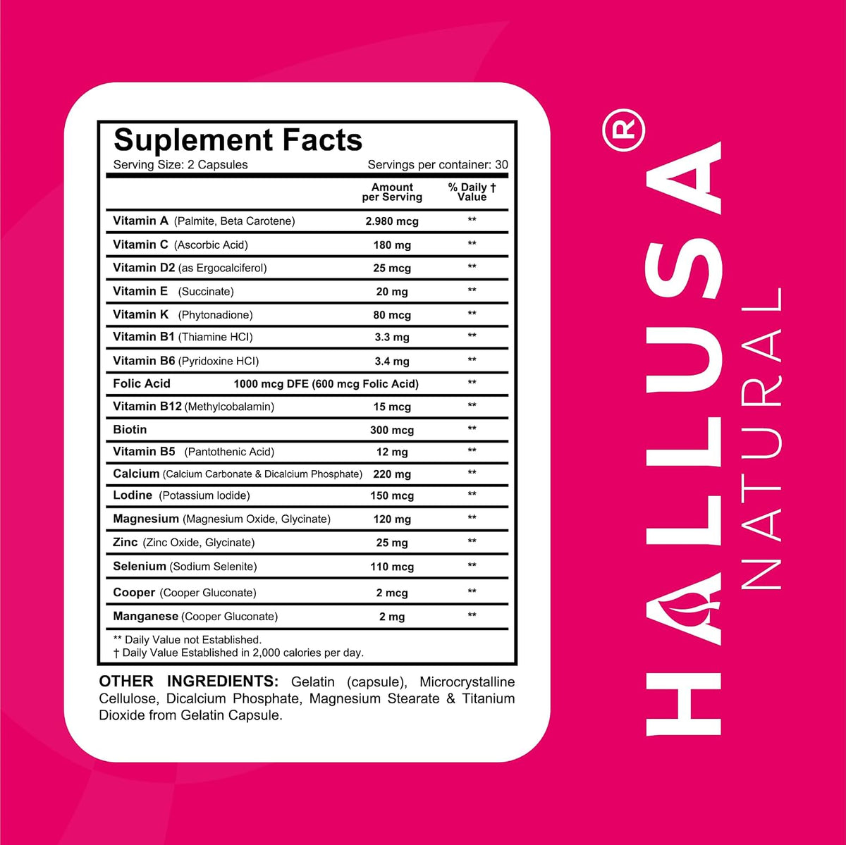 HallMultiWomen – Multivitamin for Women with Biotin, Zinc, Magnesium & B-Complex | 60 Capsules - görsel 3