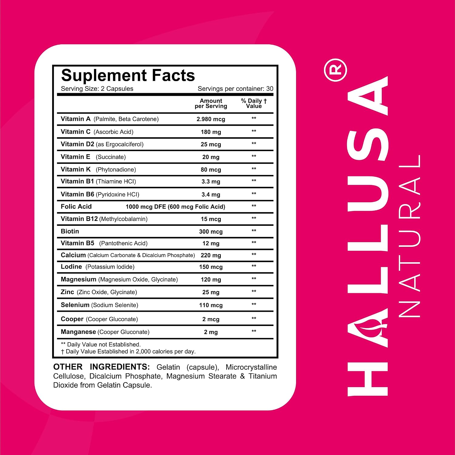 HallMultiWomen – Multivitamin for Women with Biotin, Zinc, Magnesium & B-Complex | 60 Capsules - görsel 3