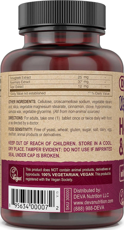 DEVA Vegan Hair, Nails & Skin Vitamins & Minerals with Biotin - 90 Tablets