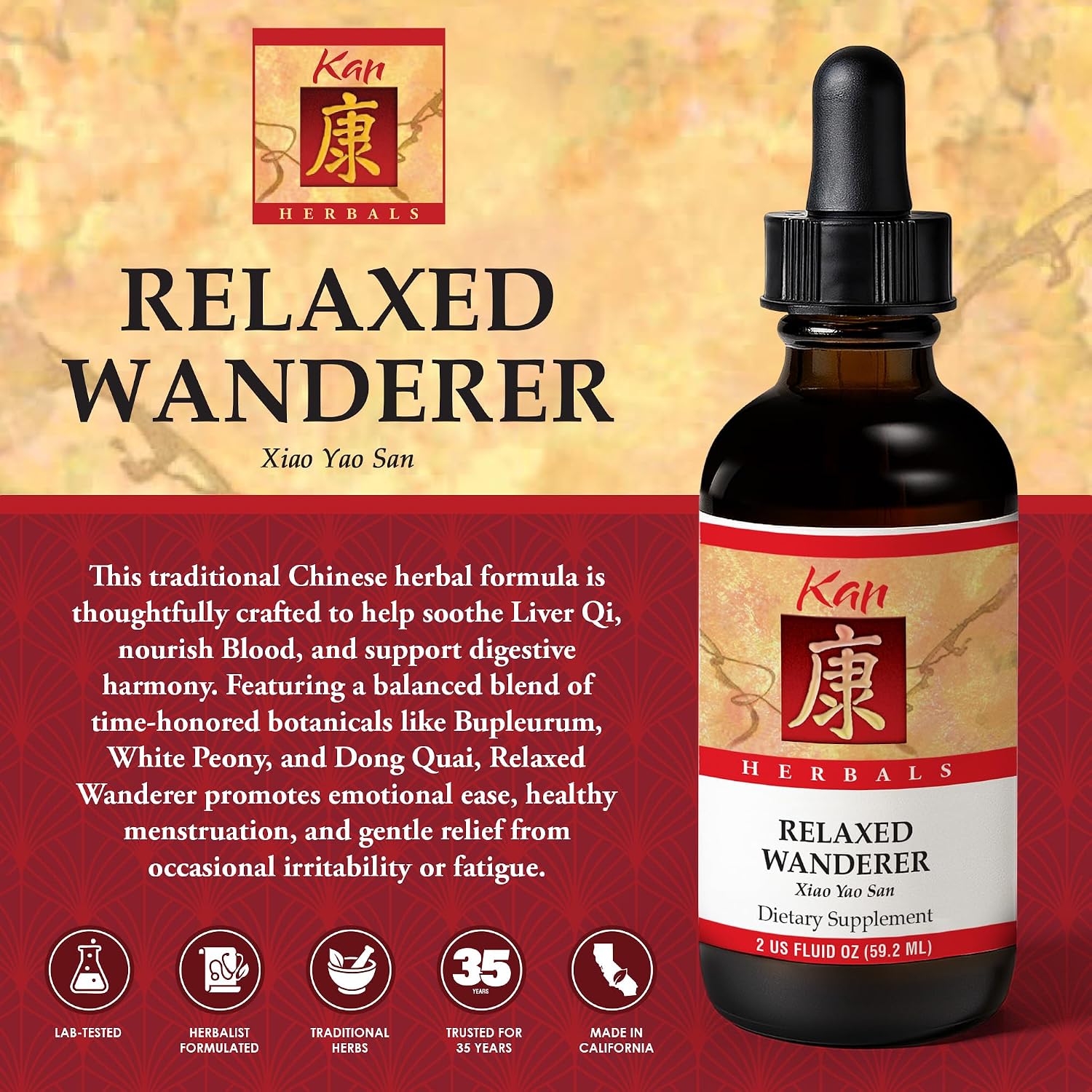 Kan Herbs Company Relaxed Wanderer – Traditional Chinese Herbal Formula, 60 ml - görsel 2