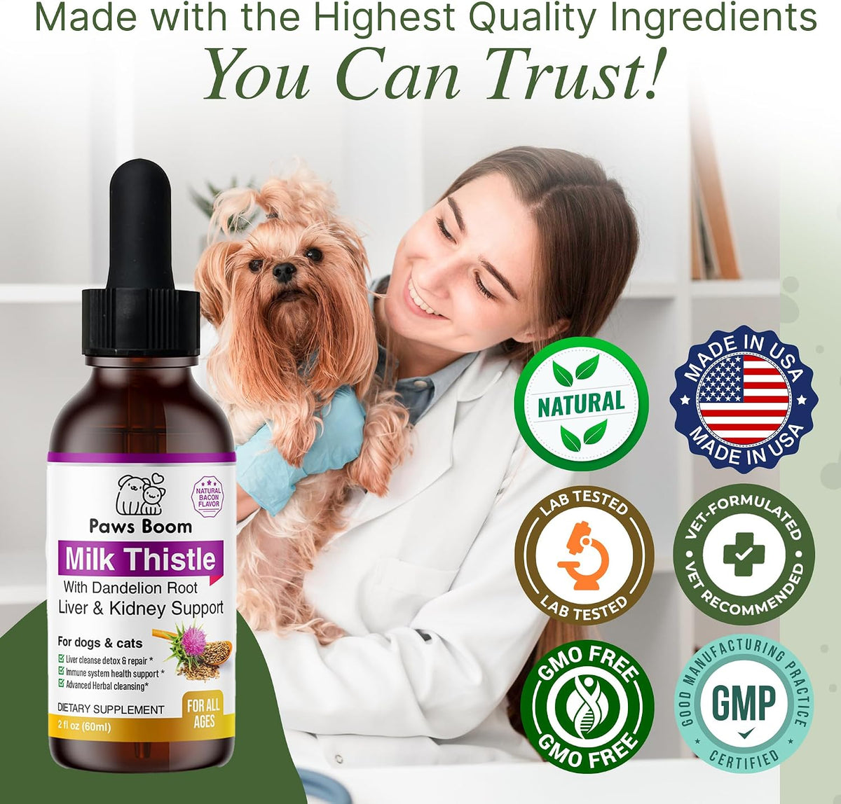 Milk Thistle for Dogs and Cats - Liver Support with Dandelion Root, Bacon Flavour, 59 ml - görsel 6