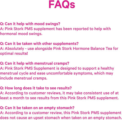 Pink Stork PMS Supplement for Women – Vitex, Ashwagandha, Maca Root and 10 Vitamins and Minerals