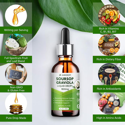Jardient Soursop Bitters Extract Liquid Oil – Organic Graviola Supplement, 60 ml (2-Pack)