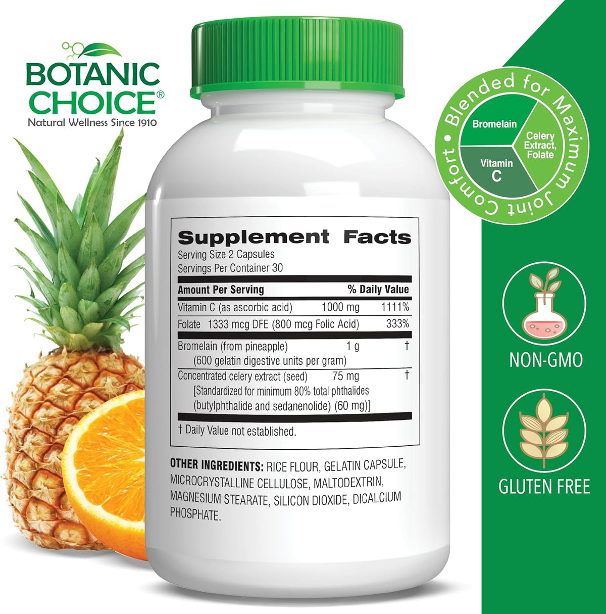 Botanic Choice Uric Acid Complex Foot Joint Support Supplement – Help Soothe Discomfort with Celery Seed and Bromelain - 2 Pack - görsel 2