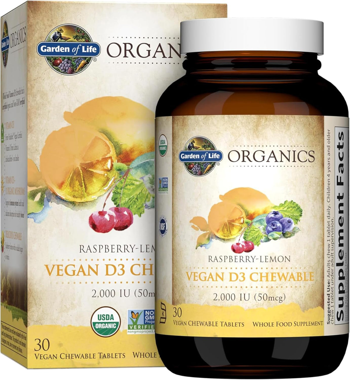 Garden of Life Organics Vegan D3 Chewables with 11 Organic Mushrooms - görsel 1