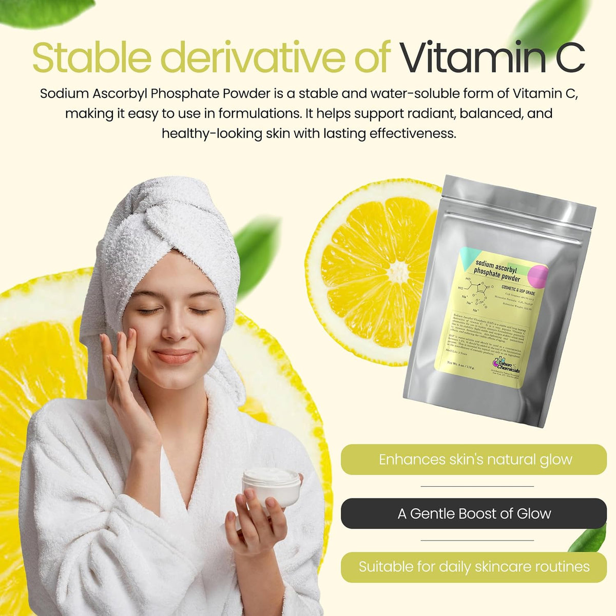 Talsen Chemicals Sodium Ascorbyl Phosphate (SAP) Powder – Stable Vitamin C Derivative for DIY Skin care (4 oz) - görsel 3