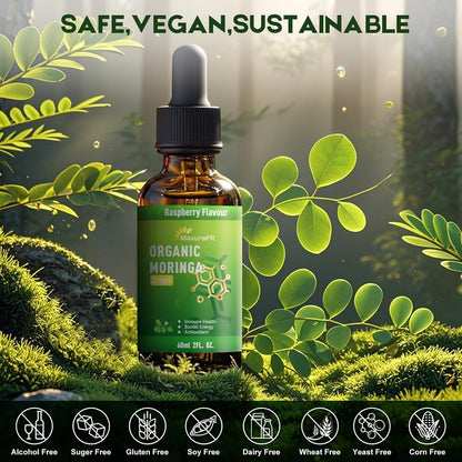 Moringa Leaf Drops with Vitamin C | Immune Support & Energy | Vegan Herbal Supplement (60 ml)