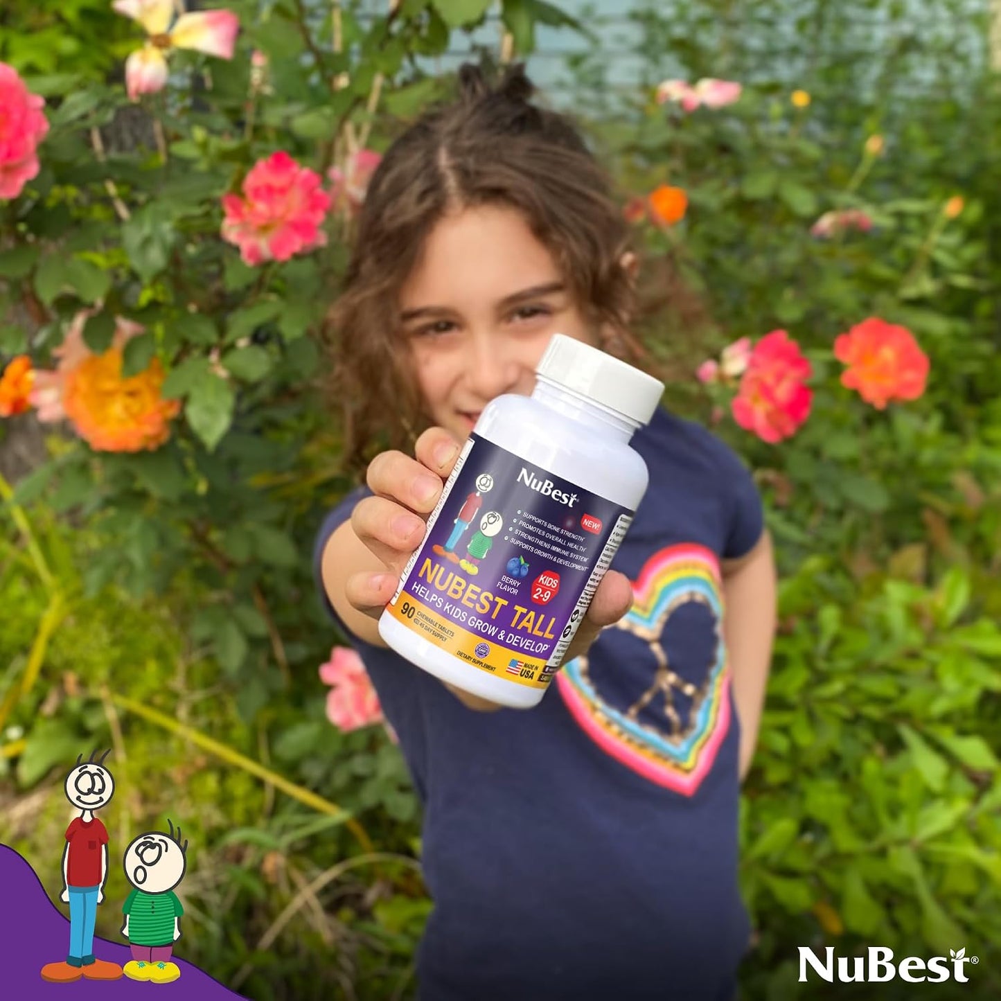 NuBest Tall Kids Chewable Vitamins for Toddlers & Kids Ages 2-9 | Bone Strength & Immune Support | 90 Berry Tablets (6-Week Supply) - görsel 7