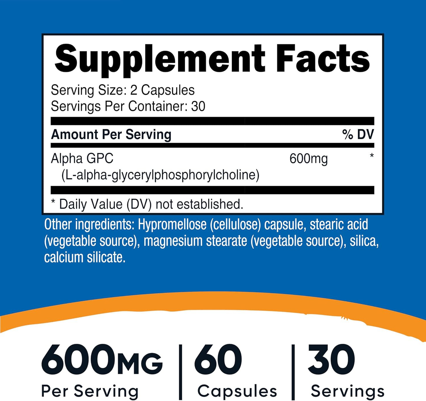 Nutricost Alpha GPC 600mg, 60 Vegetarian Capsules - görsel 2