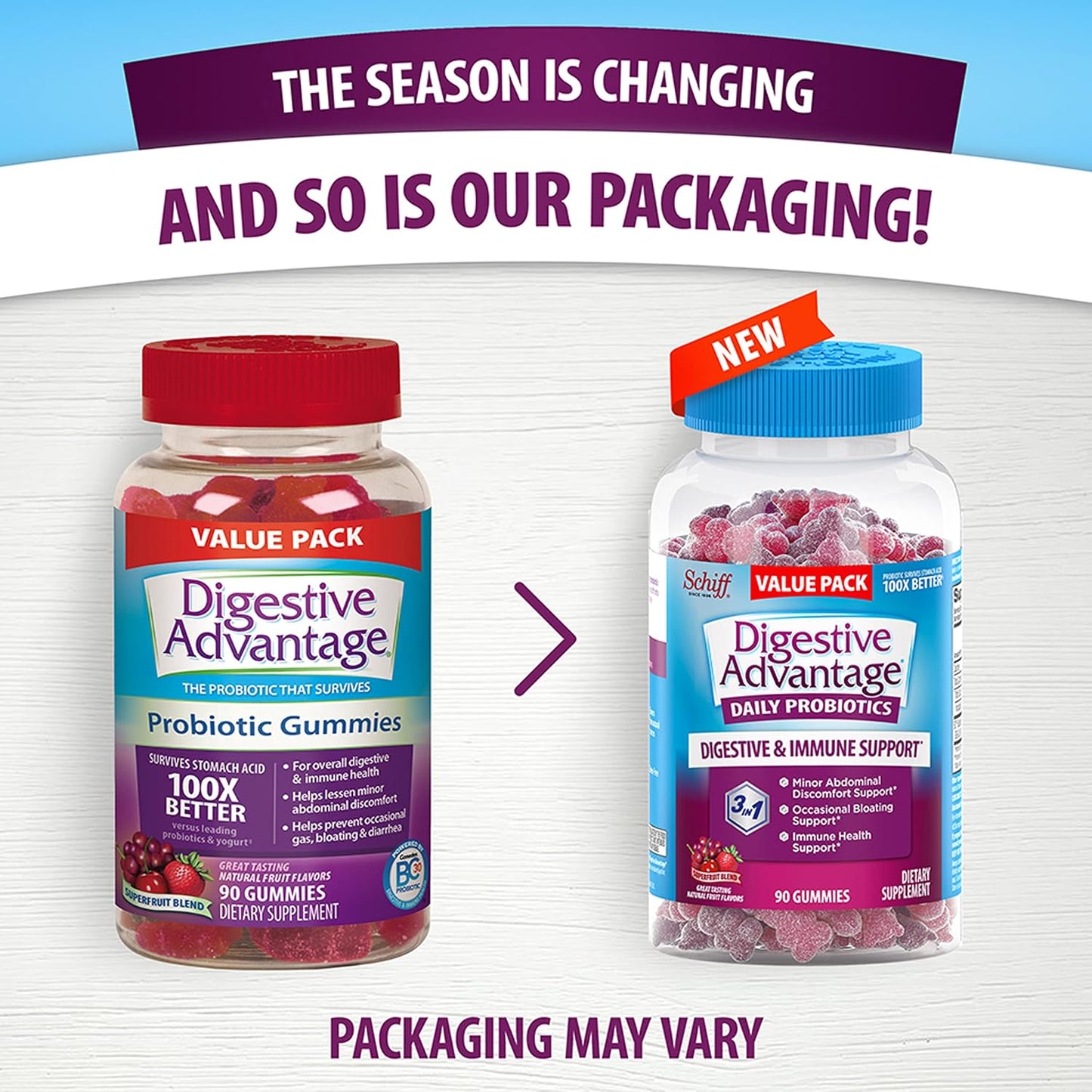 Digestive Advantage Daily Probiotic Gummies for Digestive Health, Superfruit, 180 Count (2-Pack) - görsel 6