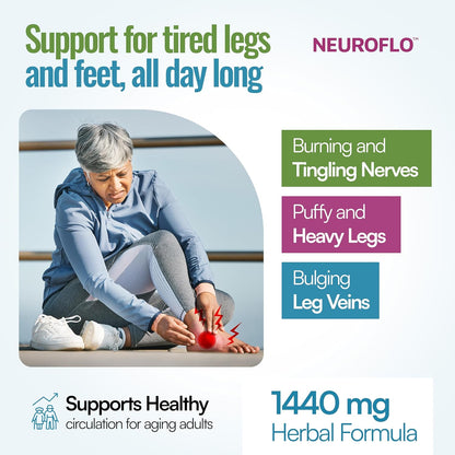 Mizzle NeuroFlo Leg Circulation Supplement – 8-in-1 Formula with Diosmin, Horse Chestnut, and Hawthorn