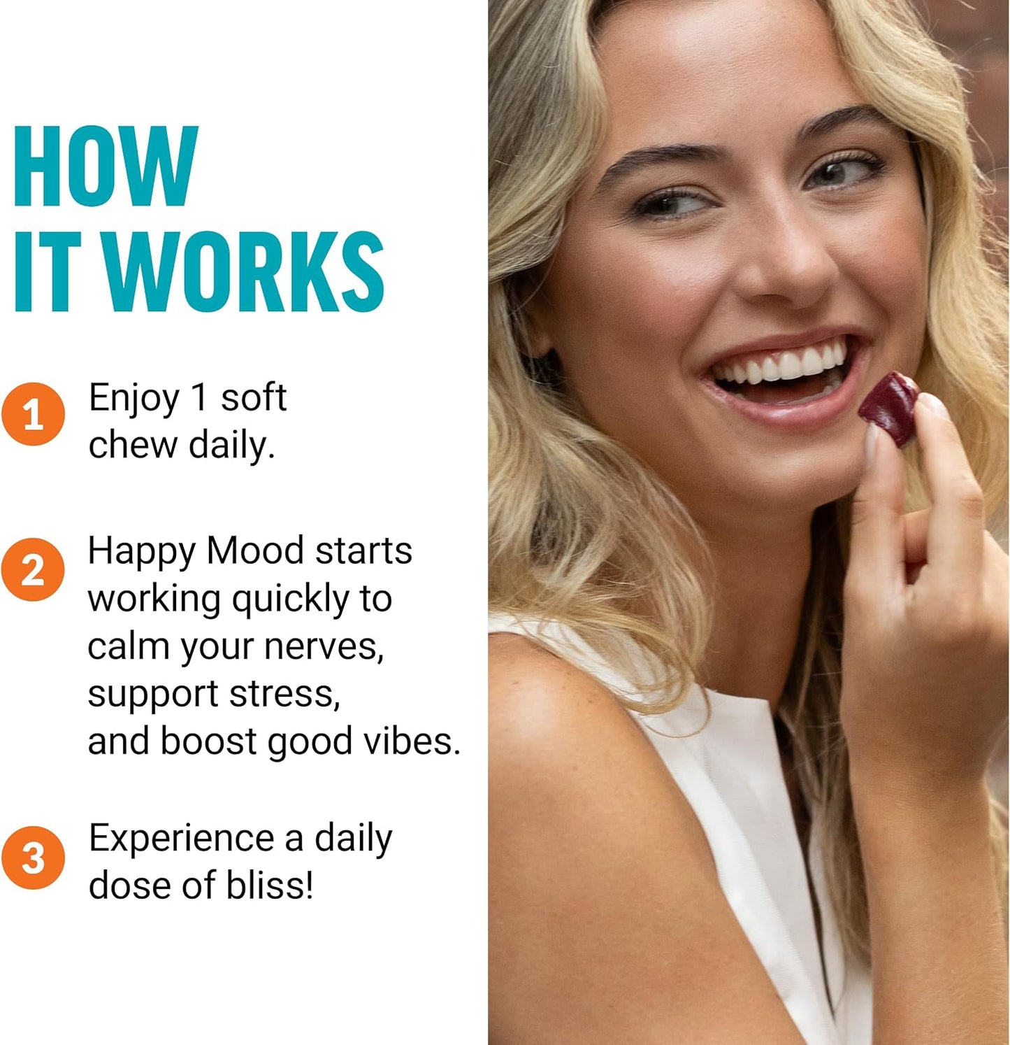 Force Factor Happy Mood Soft Chews - Mood Support Supplement with Magnesium, Saffron & Zembrin, Tropical Flavour, 30 Chews - görsel 5