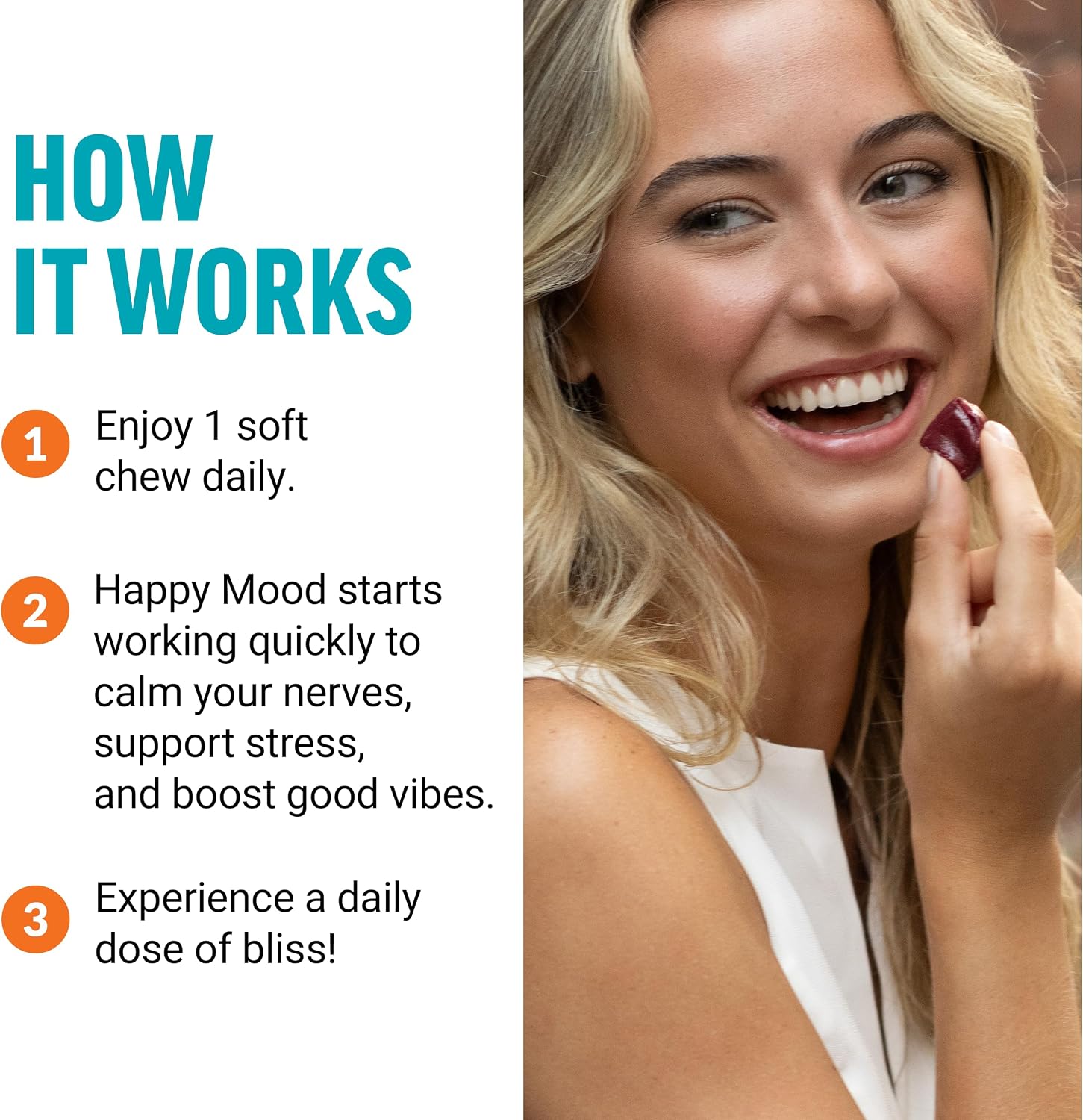Force Factor Happy Mood Soft Chews - Mood Support Supplement with Magnesium, Saffron & Zembrin, Tropical Flavour, 30 Chews - görsel 5