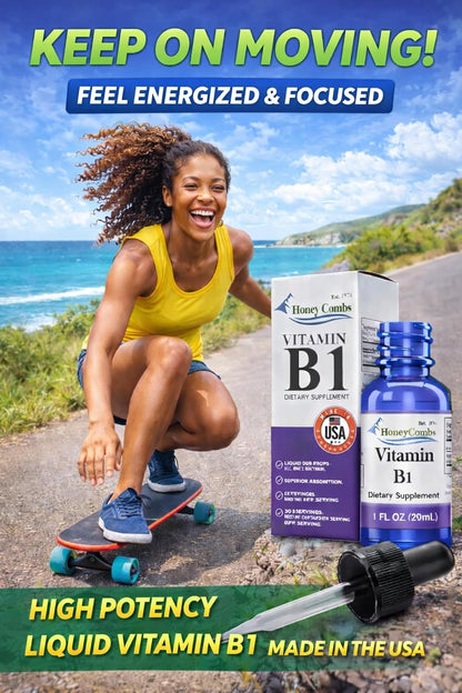 Vitamin B1 (Thiamine) Drops - High Potency Liquid - Vegan, Alcohol-Free, Non-GMO - Supports Energy, Digestion & Nervous System, 30ml
