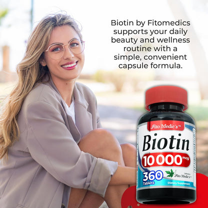 FITO MEDIC'S Lab Biotin 10000mcg - 360 Tablets (High Potency Supplement)