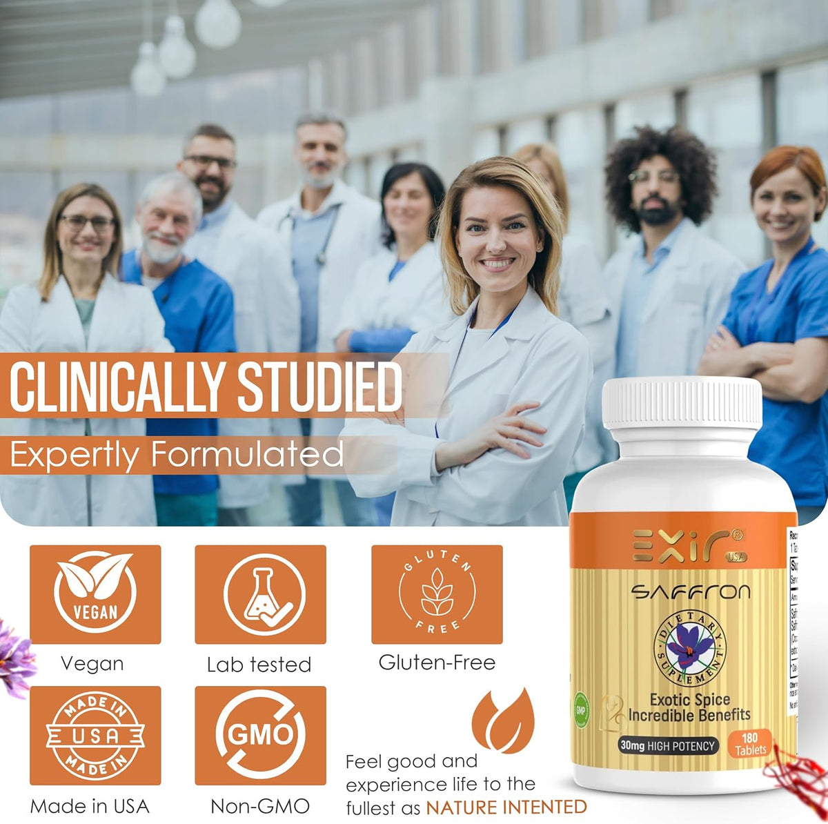 Saffron Dietary Supplement - Mood Support - Naturally Feel Upbeat - No Withdrawal Effects - Greater Emotional Wellbeing - 100% Herbal and Natural, 180 Tablets - görsel 5