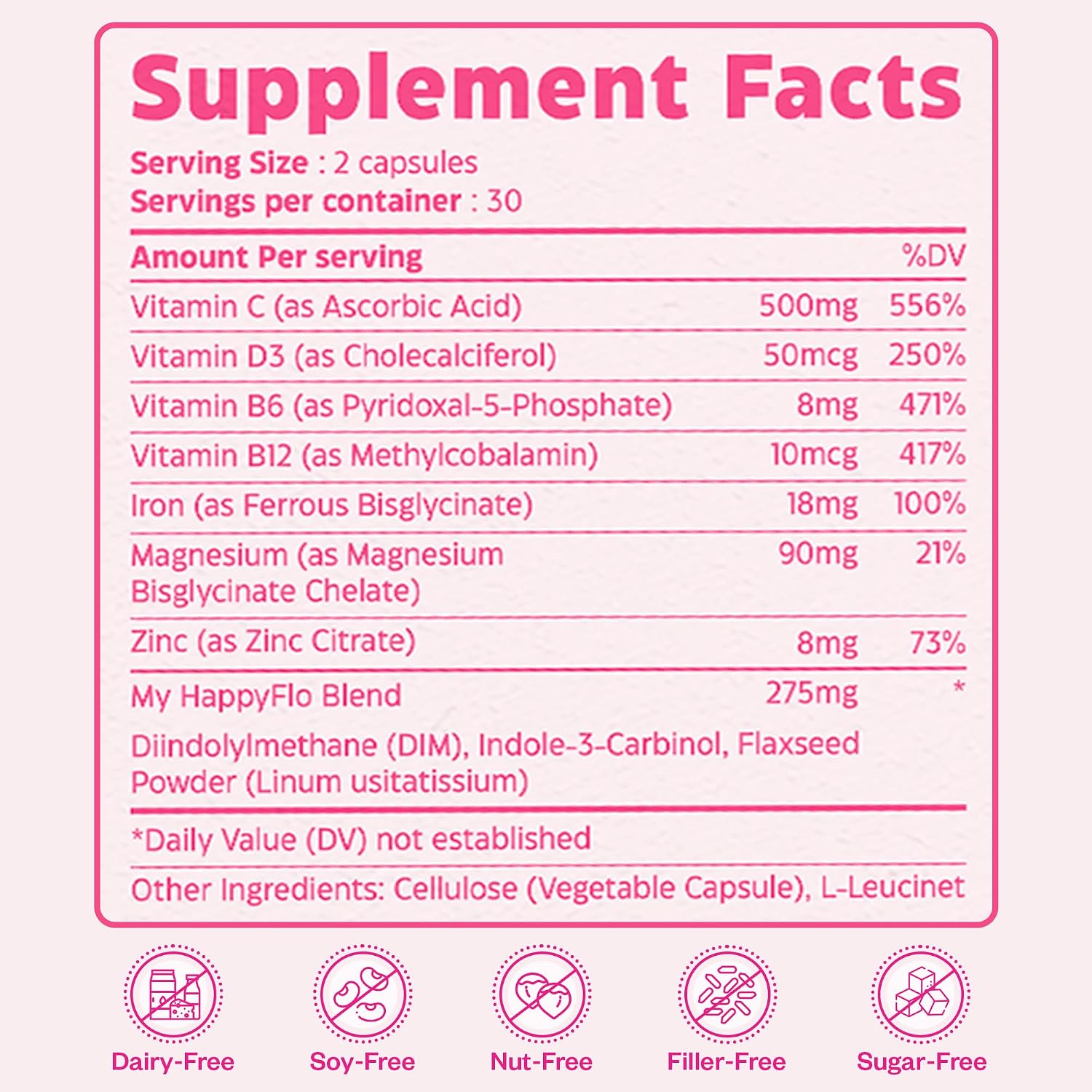 My Happy Flo Period Relief Supplement – Cramp Relief, Heavy Periods & Irregular Period Support, Bloating & Fibroid, Plant-Based PMS & Hormone Support | 60 Caps - görsel 4