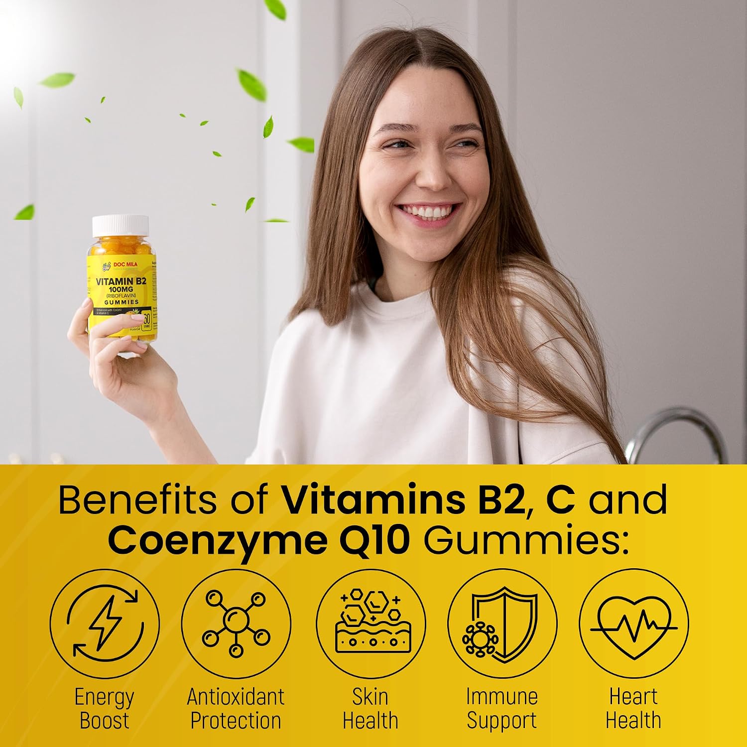 Doc Mila Vitamin B2 100mg Gummies – Riboflavin Supplement for Adults and Kids, Pineapple Flavour - görsel 4