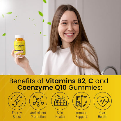 Doc Mila Vitamin B2 100mg Gummies – Riboflavin Supplement for Adults and Kids, Pineapple Flavour