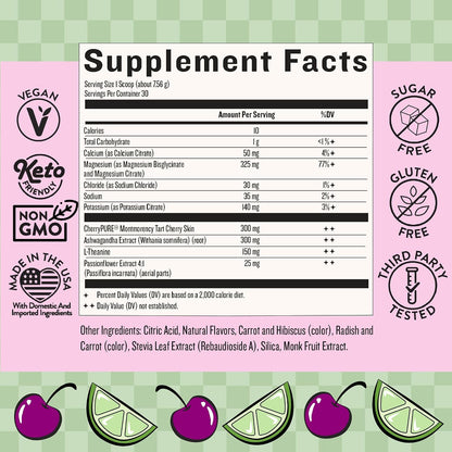 Legendairy Milk She’s Sleepy™ – Cherry Limeade – Nightly Sleep Aid, Sugar-Free Drink Mix with Magnesium Glycinate & Ashwagandha – Relaxation & Restful Sleep