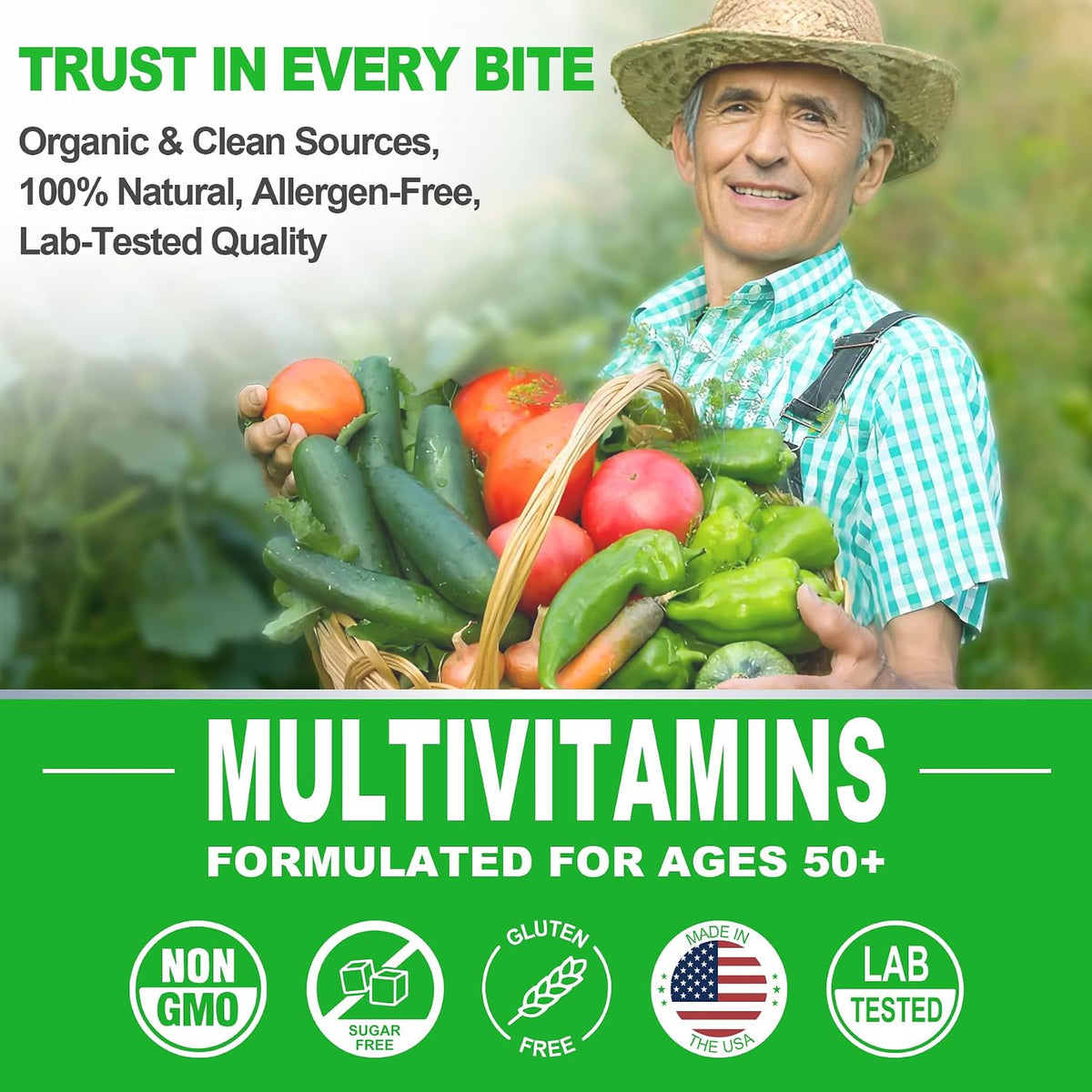 NEVISS Men's 50+ Multivitamin Gummies - Sugar-Free with Omega-3 & CoQ10 - görsel 8