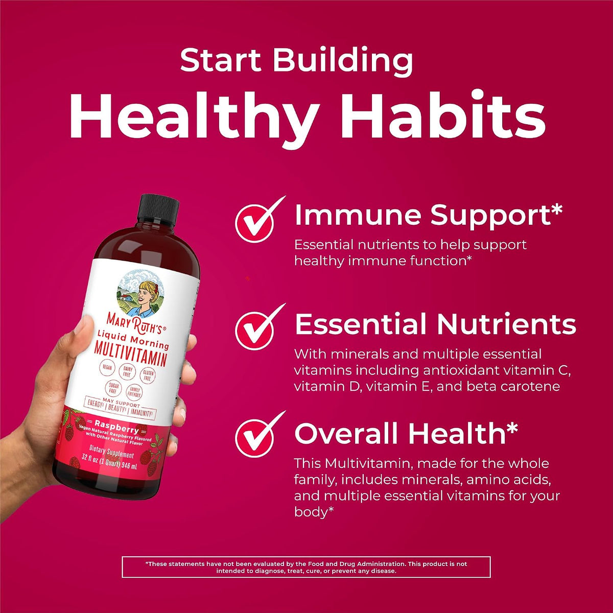 MaryRuth's Liquid Morning Multivitamin for Women, Men & Kids, 32 Servings - görsel 5